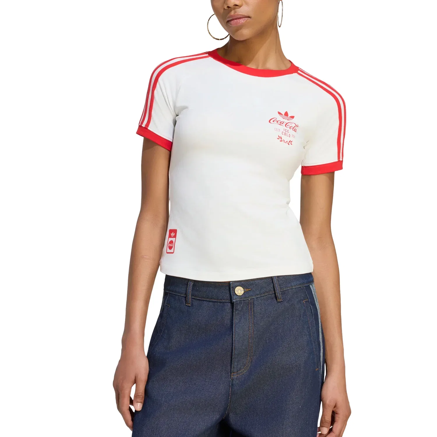 Женская футболка с принтом Adidas x Coca-Cola 3-Stripes Tee, белый — фото 2