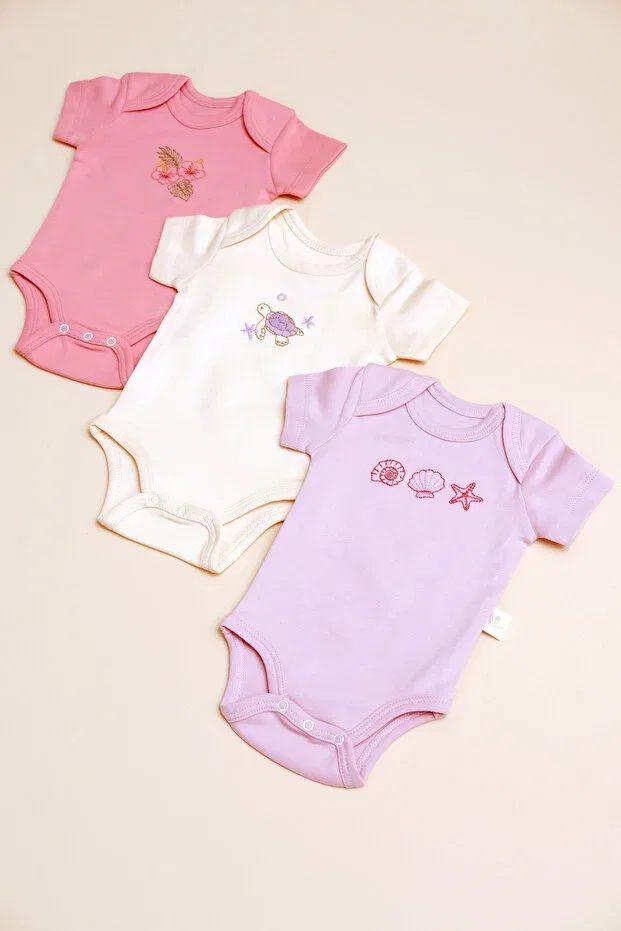 Детское боди с коротким рукавом для девочек Embroidery Babylim, Multicolor — фото 3