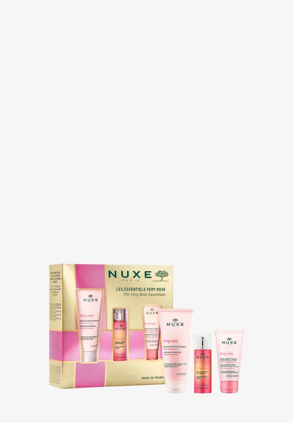 Набор косметики Very Rose essentials set Nuxe: гель для душа 100 мл, парфюмерная вода 30 мл, крем для рук и ногтей 50 мл