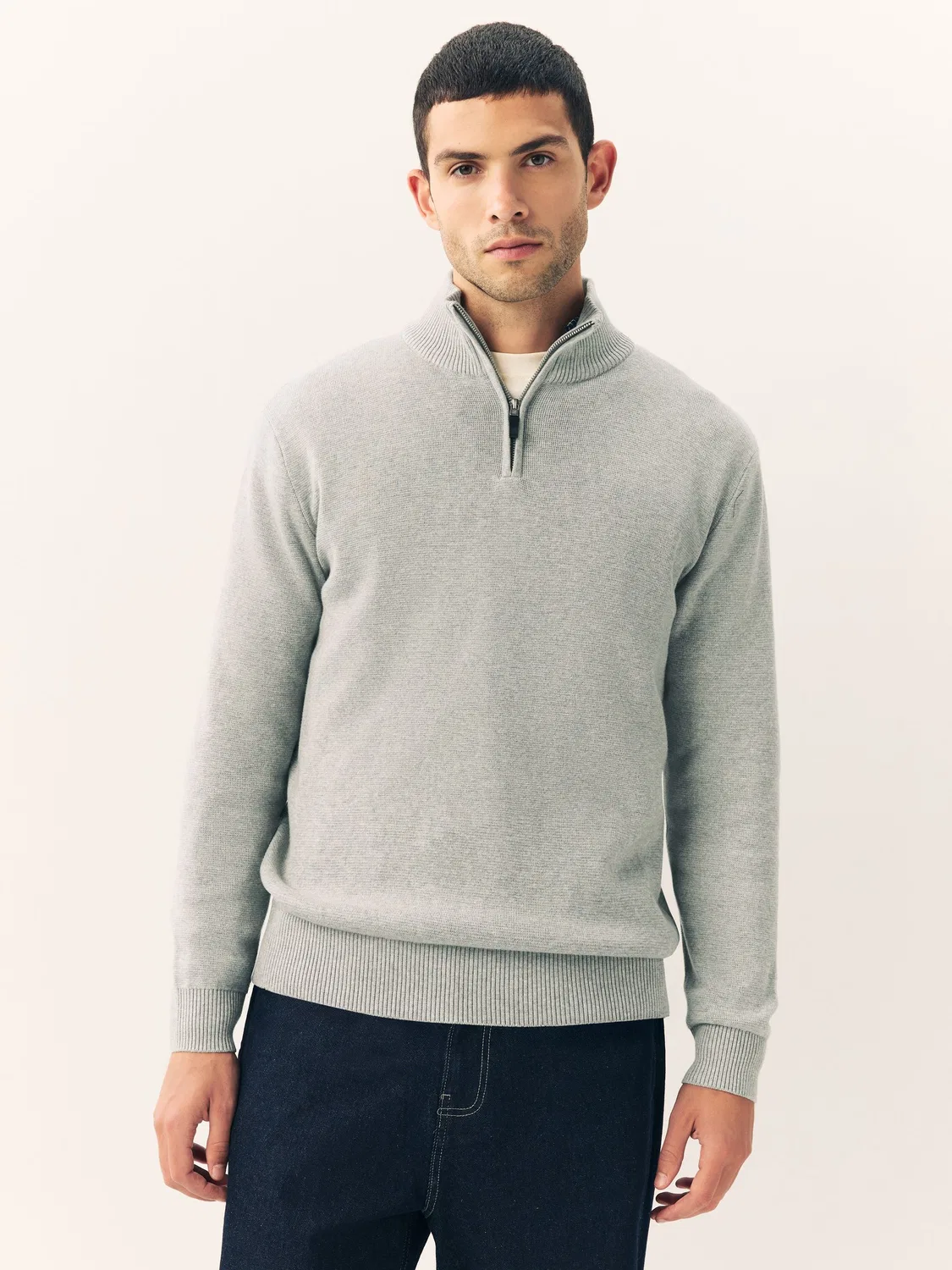 Джемпер с четверть-застежкой, Light Grey Next