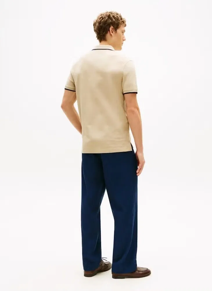 Поло с контрастной отделкой, хлопковое, Tommy Hilfiger, сандаловый — фото 2