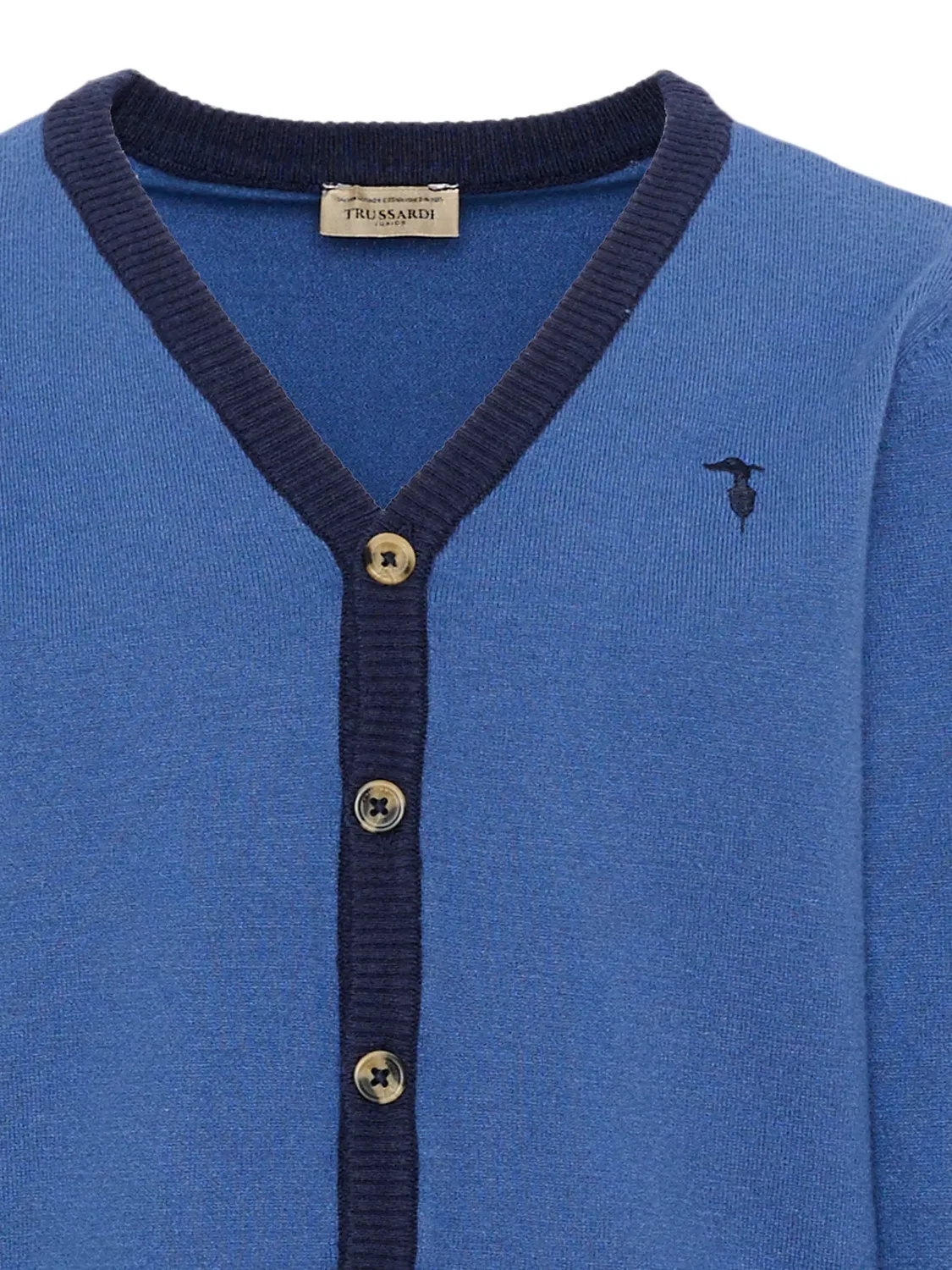 Кардиган с вышитым логотипом Trussardi Junior, синий — фото 3