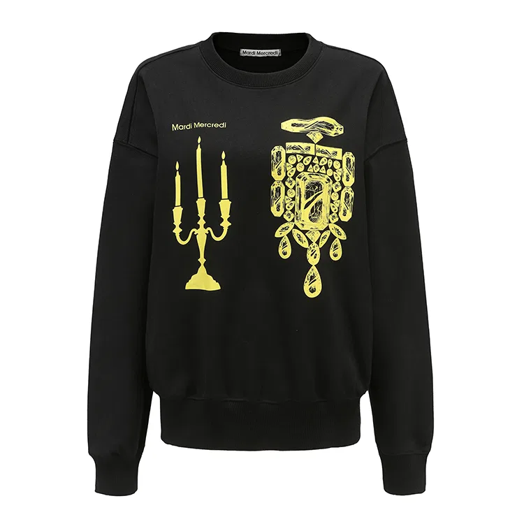 Детская толстовка с принтом MARDI MERCREDI, Diamond Black (Dandelion Yellow)