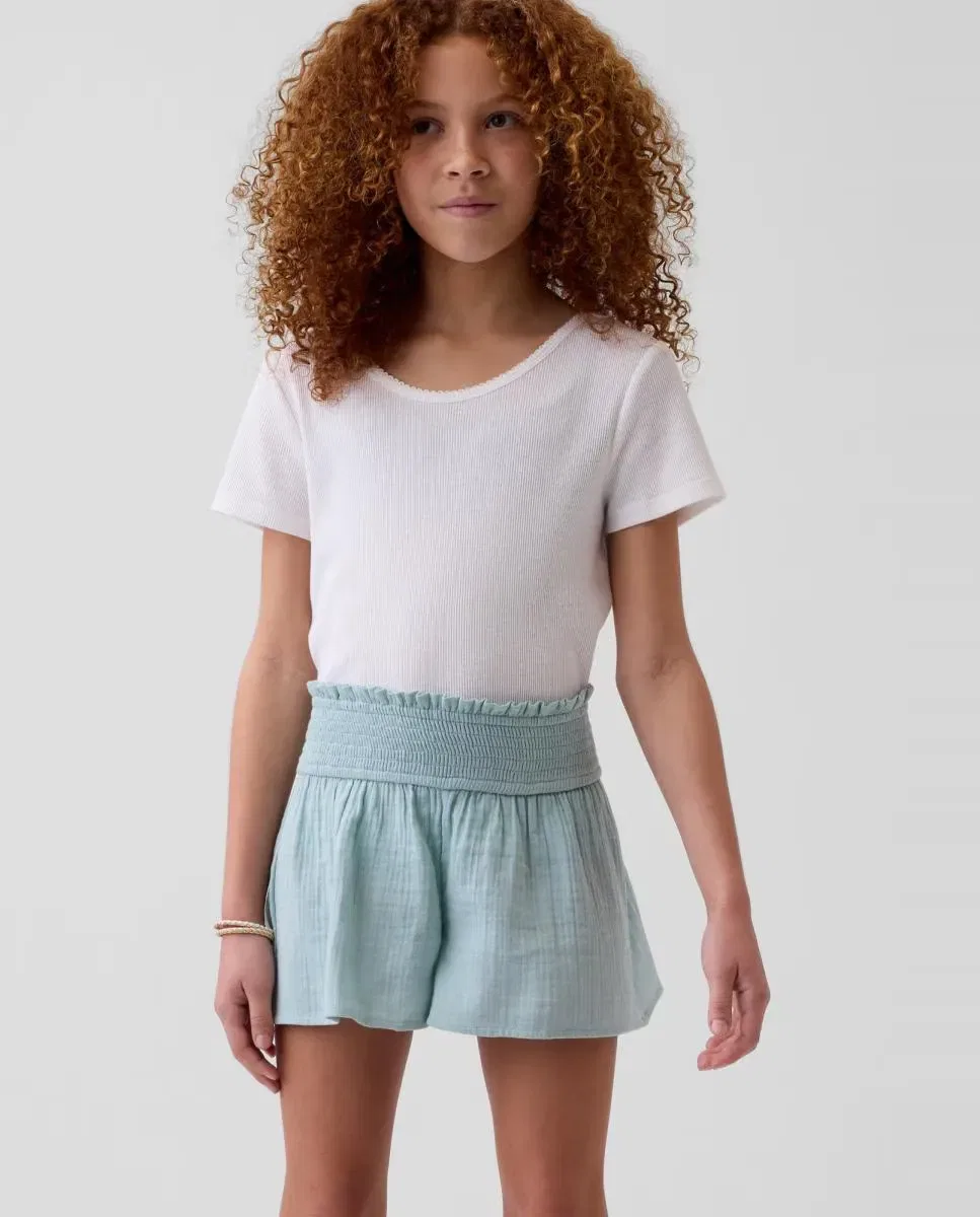 Детские шорты для девочек с эластичным поясом Gap, Azul Claro
