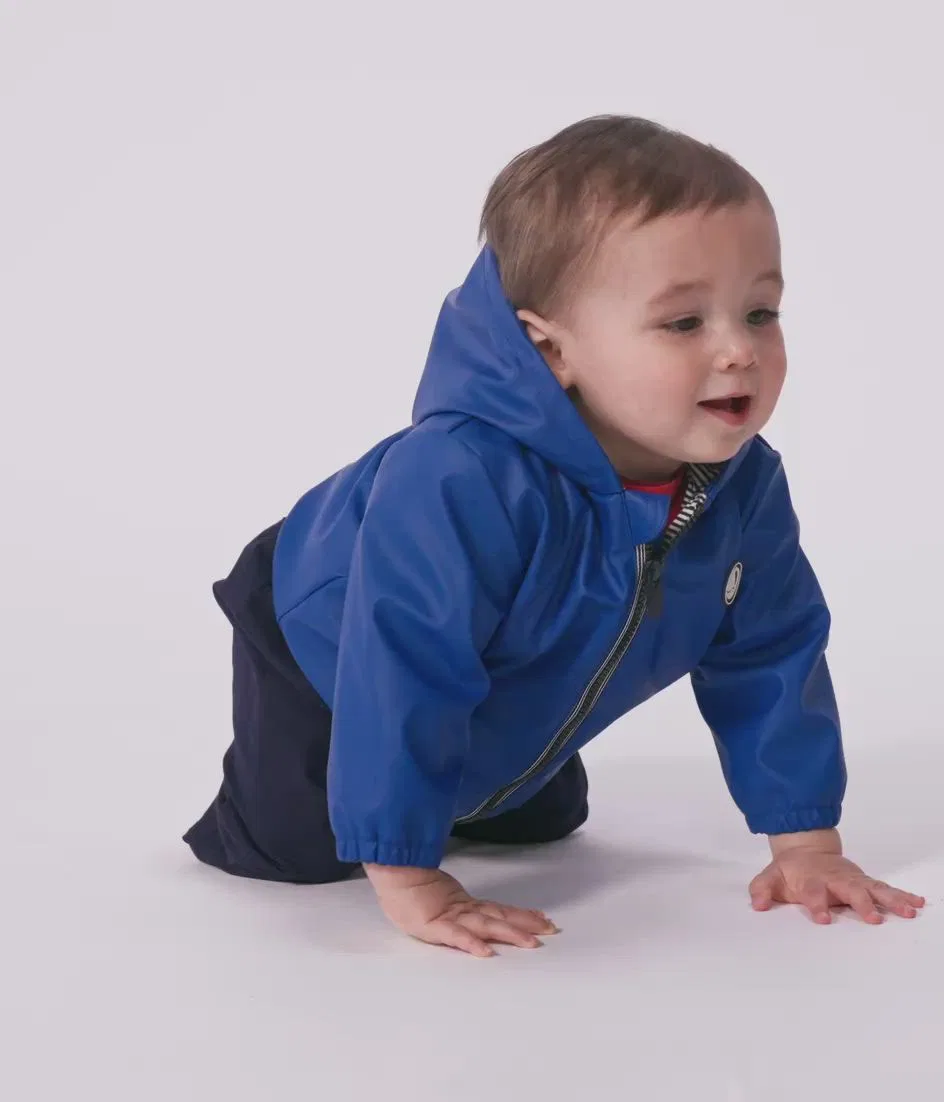 Детская куртка-парка с капюшоном, хлопковая, синяя PETIT BATEAU — фото 2