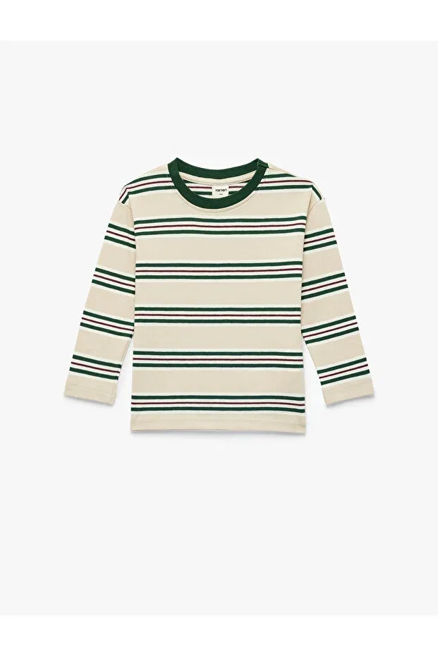 Детская футболка с длинным рукавом Koton, Ecru Striped