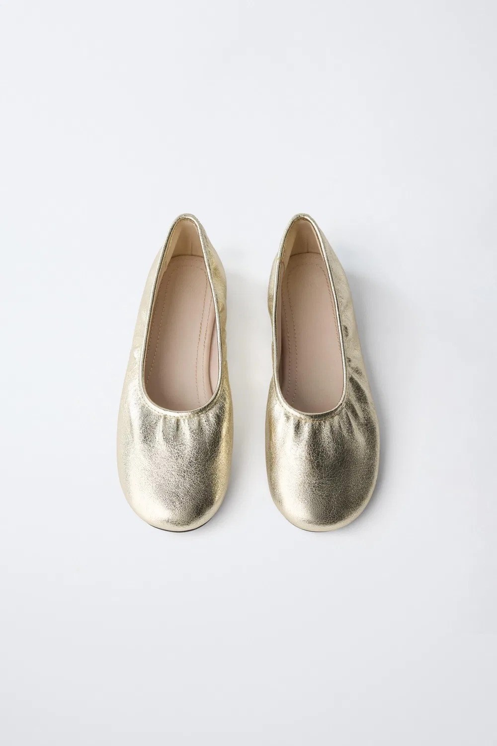 Металлические балетки ZARA, Gold — фото 4