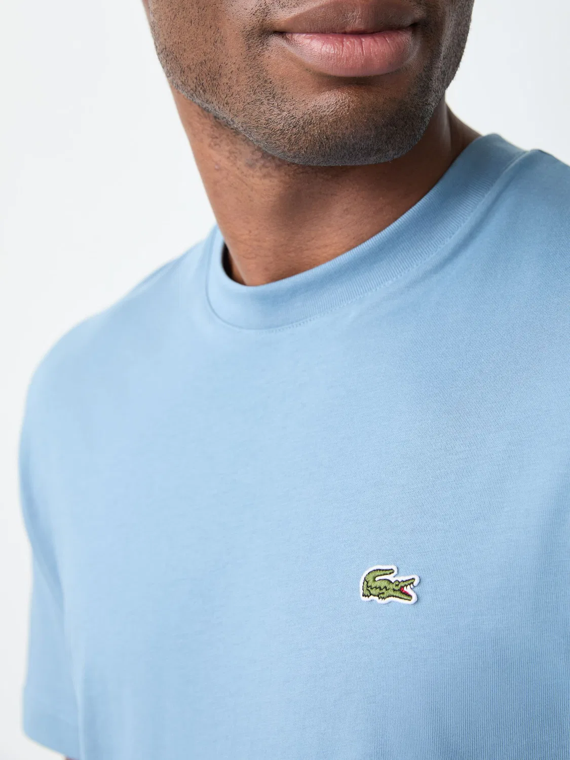 Lacoste Синяя хлопковая футболка с круглым вырезом и короткими рукавами — фото 4