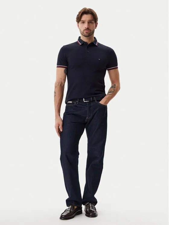 Поло slim fit Tipped Tommy Hilfiger, темно-синий — фото 2