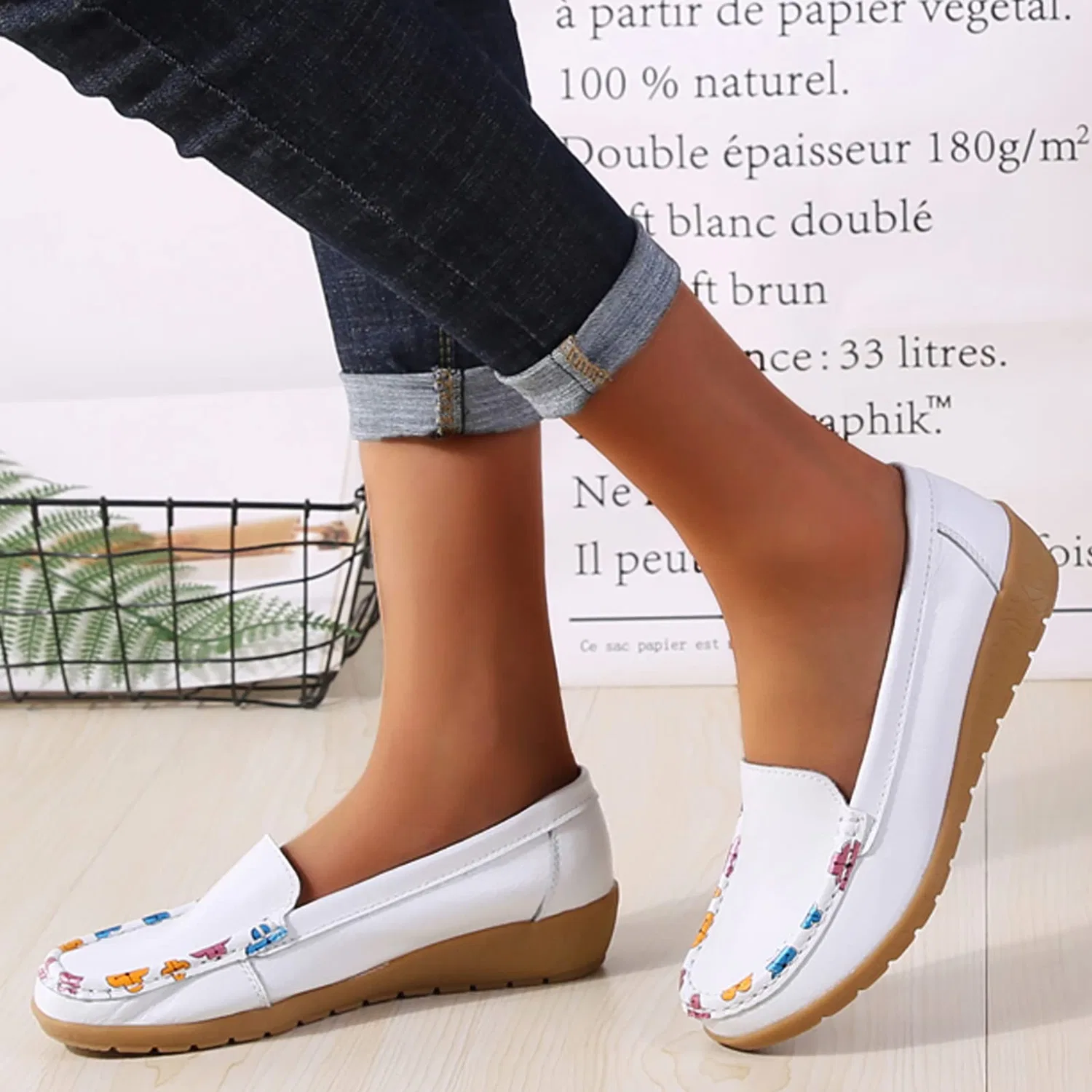 Детские туфли для девочек slip-on PAIDAXING, White — фото 2