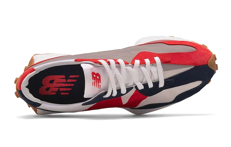 Детские кроссовки из кожи New Balance, Цвет Blue Red Gray — фото 4