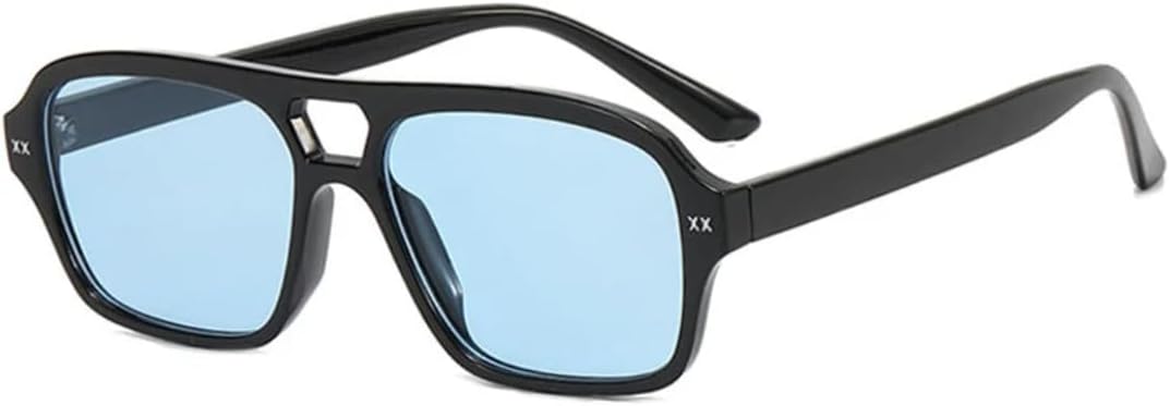 

Классические винтажные солнцезащитные очки с двойной перемычкой для женщин и мужчин, ретро-стиль, модные очки для вождения, путешествий, защита от УФ-излучения UV400 VVTWSSW, Black Blue