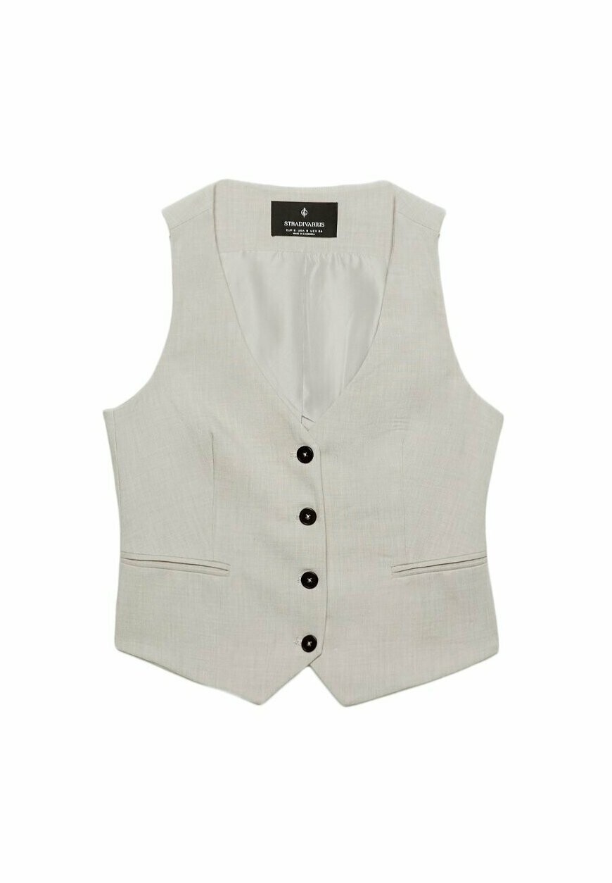 

Жилет SHORT BUTTONED Stradivarius, серый