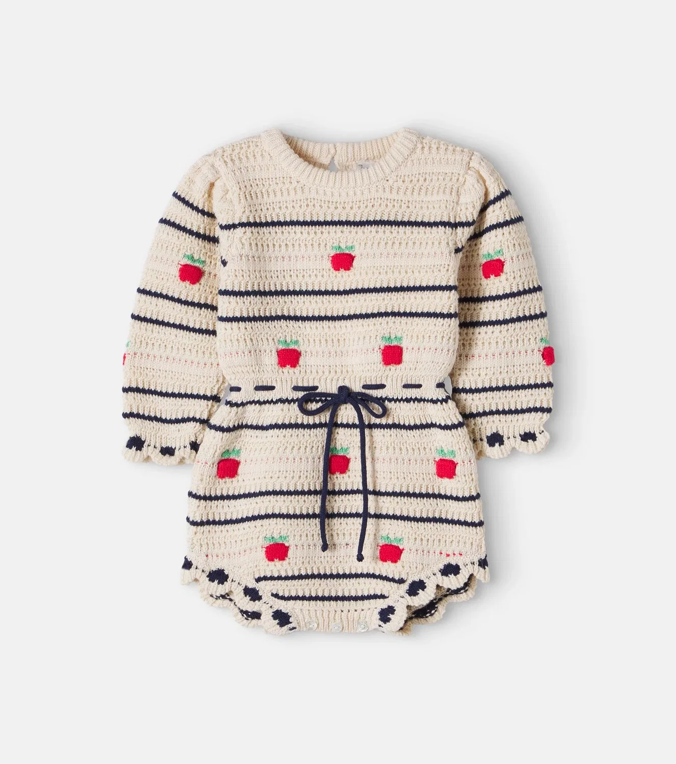 Комбинезон вязаный с поясом на кулиске Baby Daisy Bebe Organic, белый