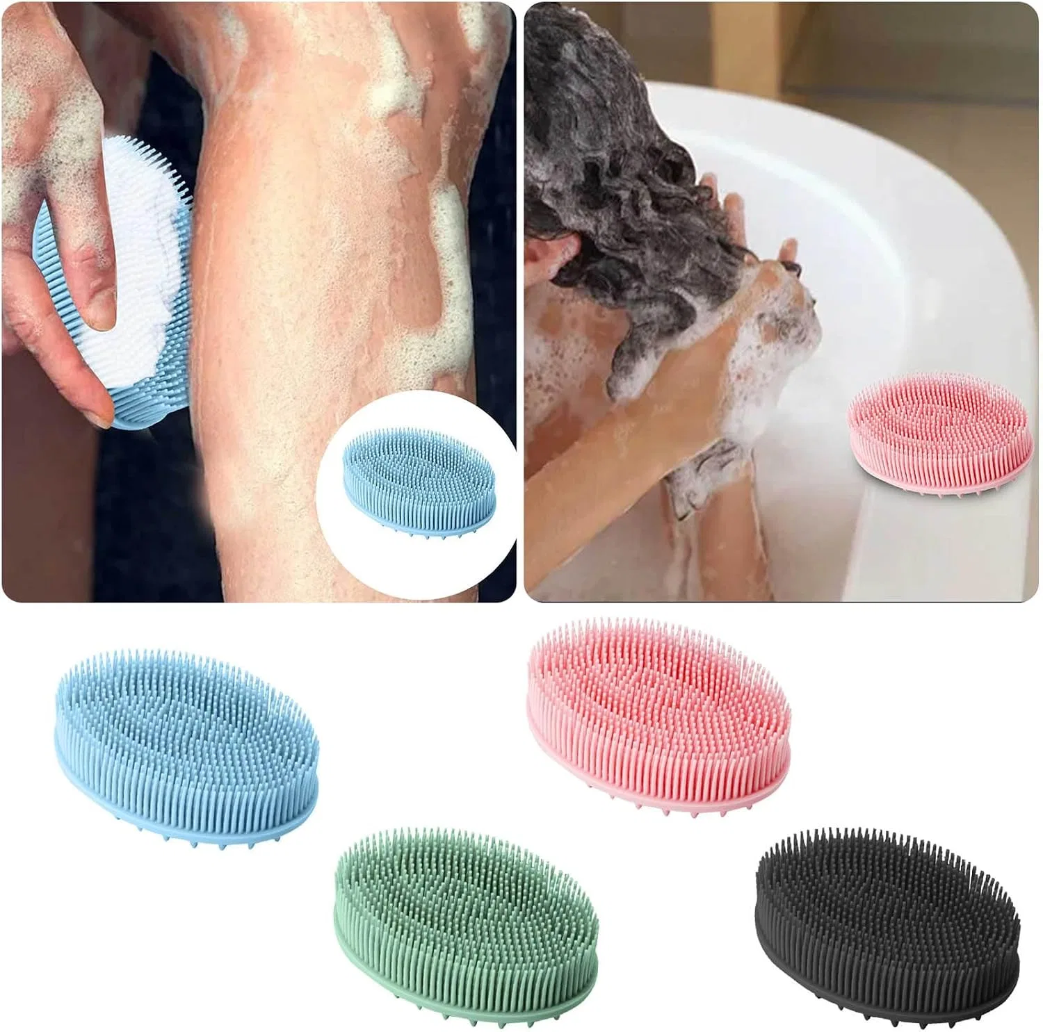 Массажная щетка для тела, Silicone Bath Brush, Generisch, набор 4 шт, 12 см, 1 Blue — фото 2