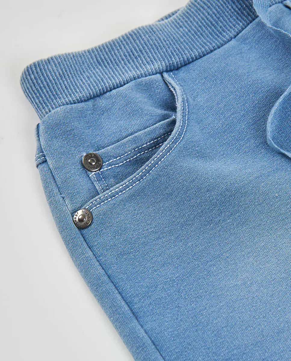 Детские шорты для мальчиков из футера с эффектом деним Bleach Boboli, Azul Denim — фото 2