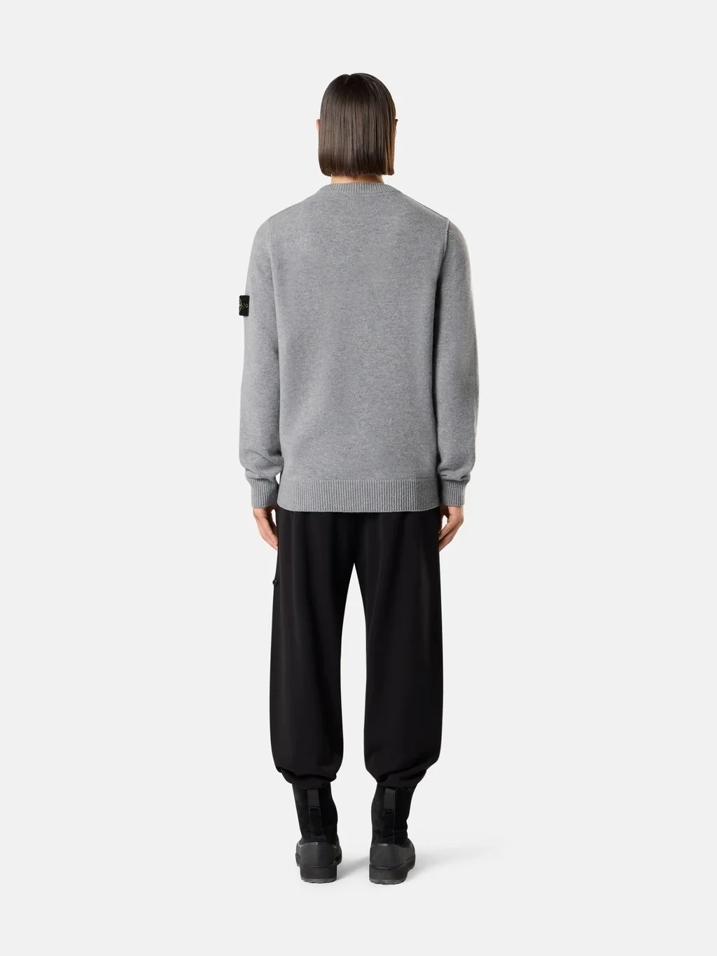 Мужской свитер Stone Island Regular-fit Crewneck With Ribbed Trims, серый меланж — фото 4