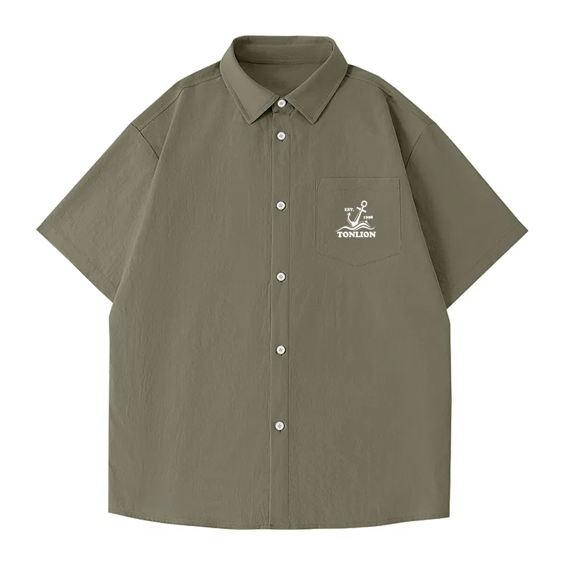Детская рубашка с коротким рукавом воротниковая Tonlion, Army Green