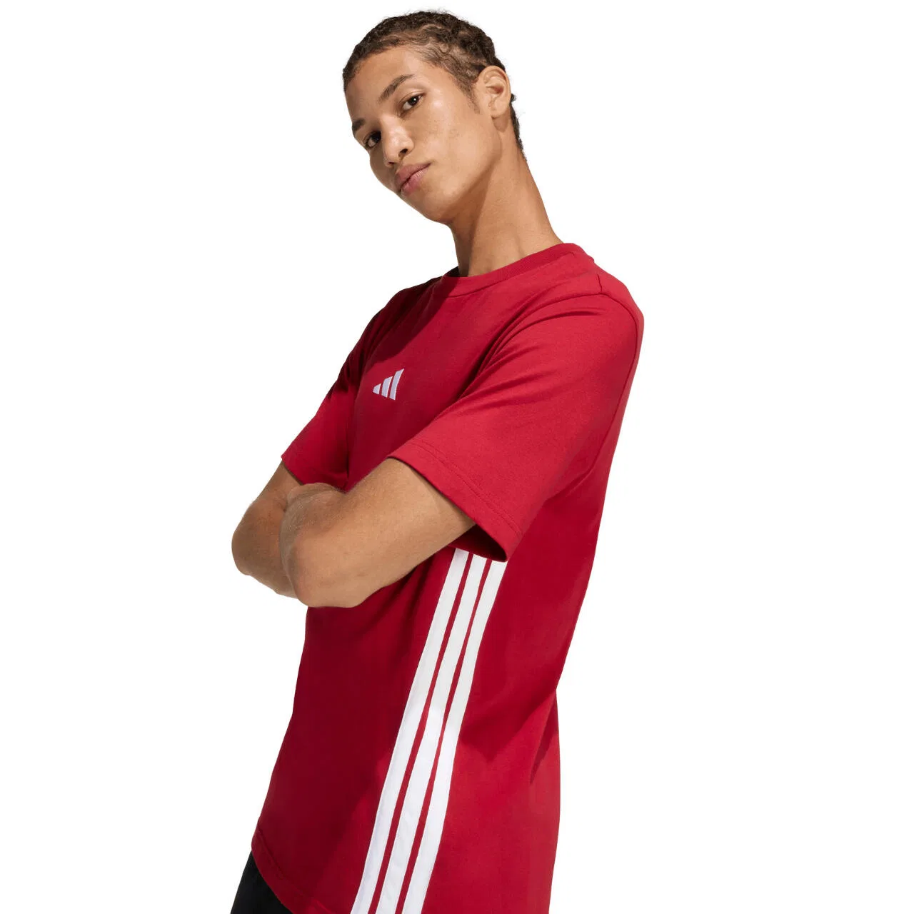 Мужская футболка с коротким рукавом Essentials Three Stripes Adidas, Rot — фото 3
