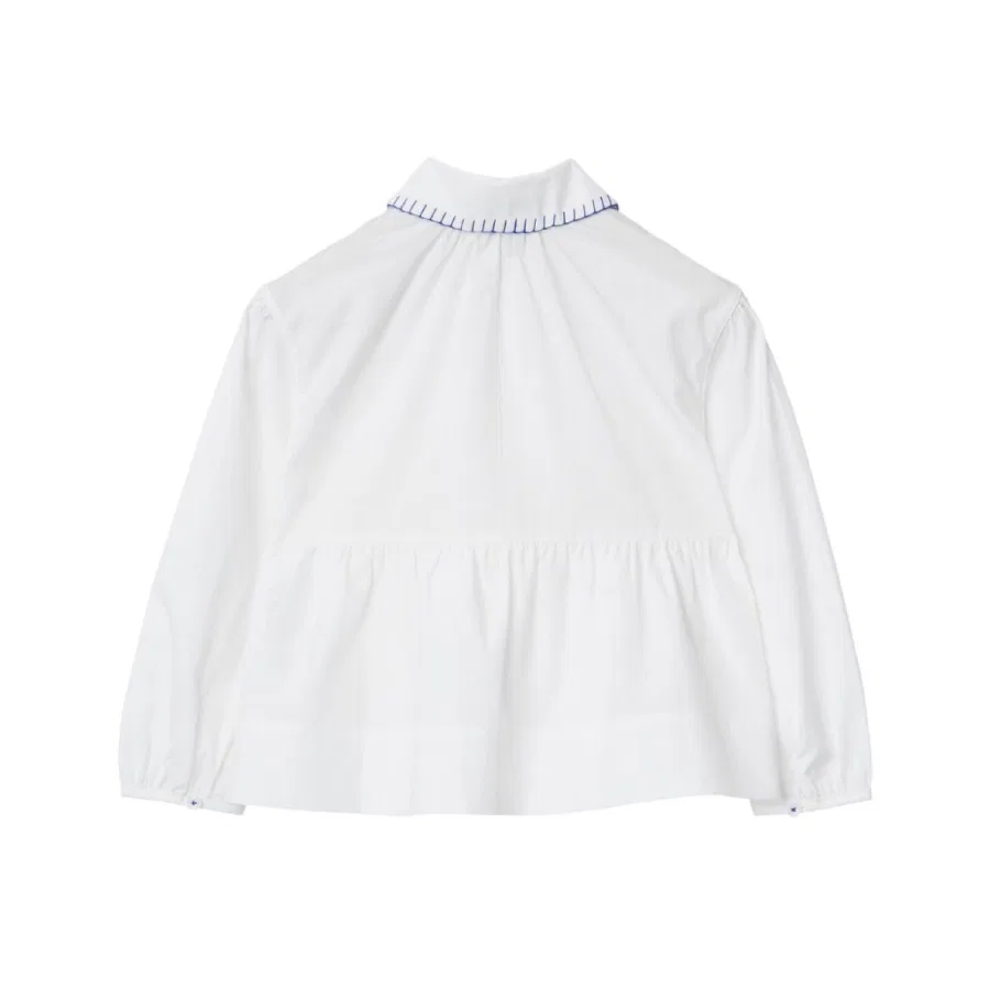Блуза для девочек с пеплумом Kids Cotton Peplum Blouse Burberry, White — фото 2