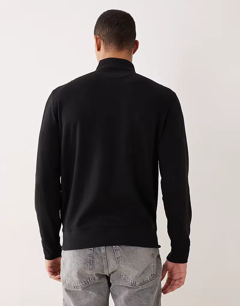 Толстовка из двойного трикотажа с короткой застежкой-молнией и логотипом Icon Polo Ralph Lauren, черный — фото 3