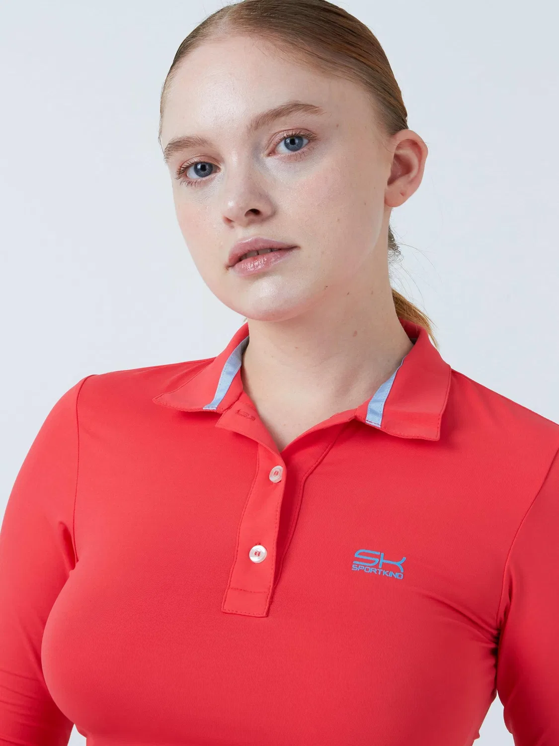 Спортивная рубашка-поло Sportkind Performance Shirt с длинным рукавом, персикового цвета — фото 3