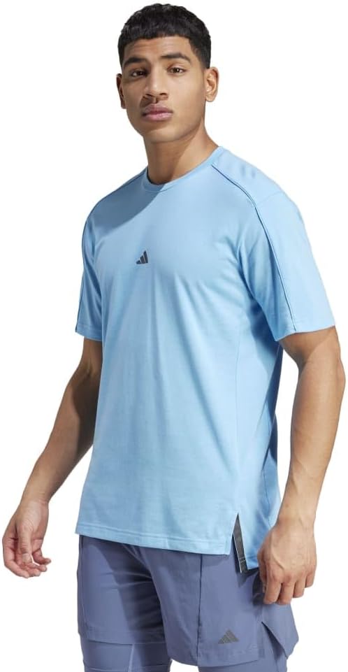 Мужская футболка Adidas IJN30 с коротким рукавом, для йоги и тренировок, синий — фото 2