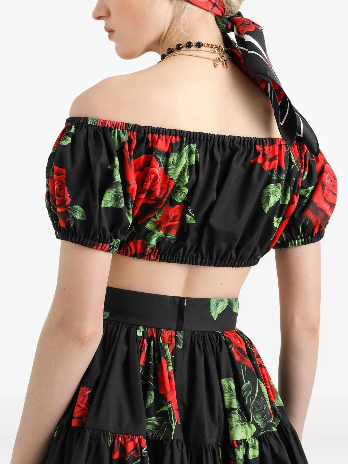 Поплиновая блузка с цветочным принтом Dolce & Gabbana, черный — фото 4