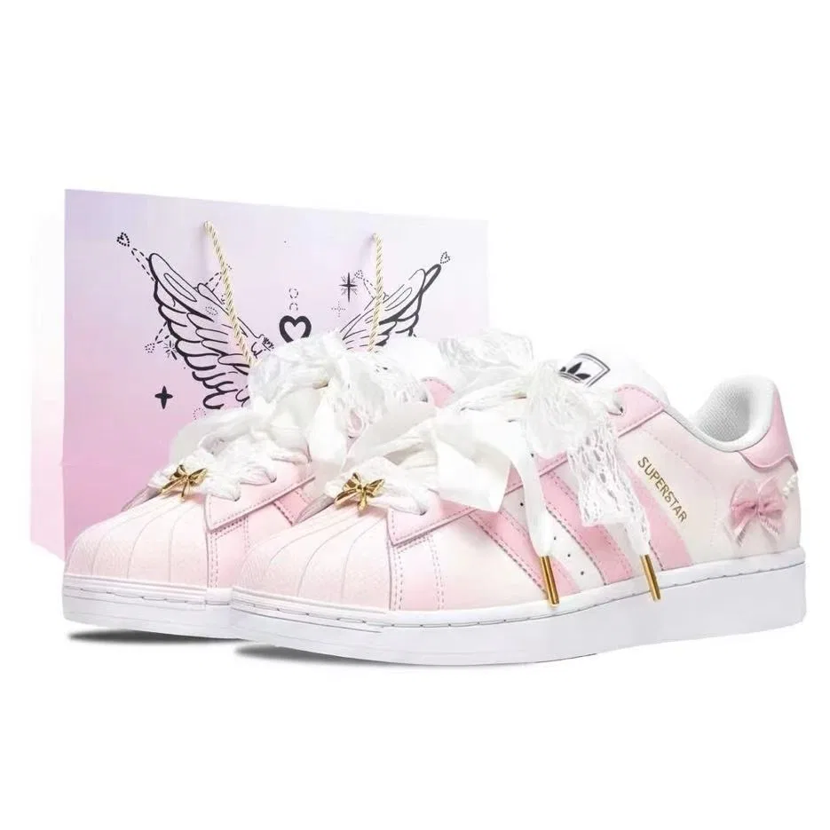 Детские кроссовки для скейтбординга с кастомным дизайном Superstar 2 Adidas Originals, Cherry Blossom Pink