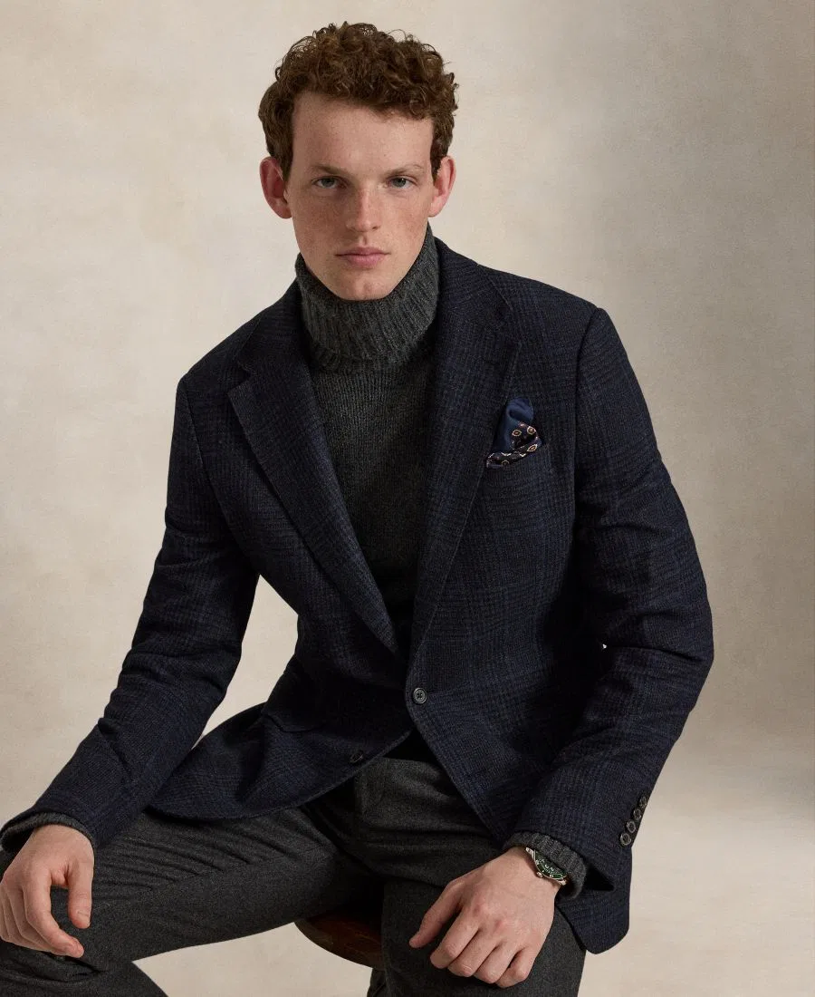 Пиджак Glen Plaid Modern Fit Polo Ralph Lauren, Navy Dark Navy Washed Blue Steel Blue