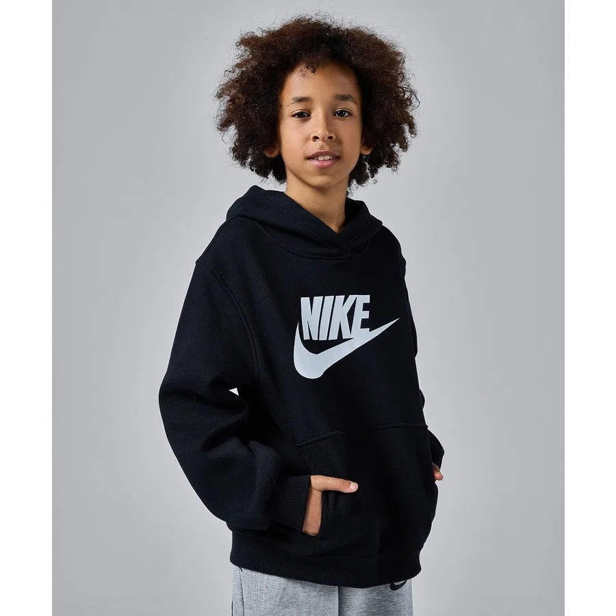 Детский худи с капюшоном, хлопковый, Sportswear Club Fleece, Nike, Черный — фото 3