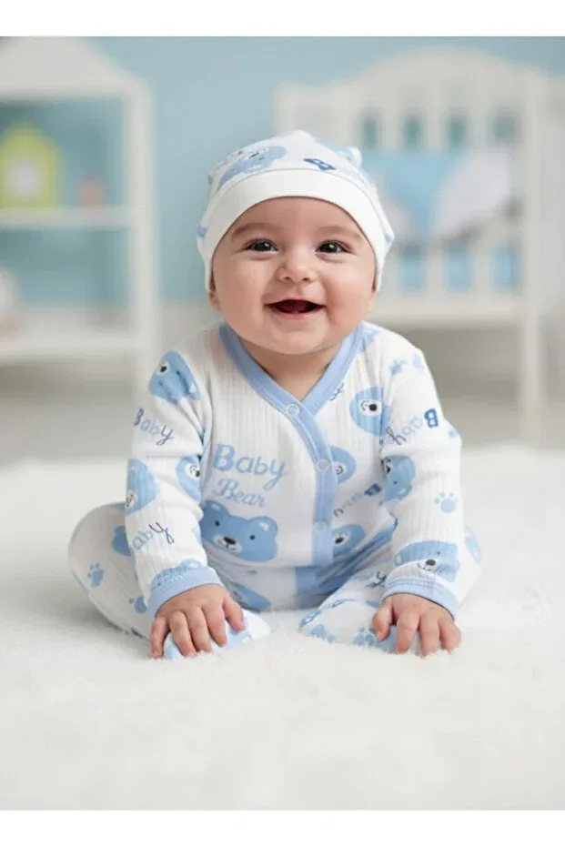 Детское боди-комплект для новорожденных хлопковый с принтом Koala Printed Bereli Baby Buufuu, Blue