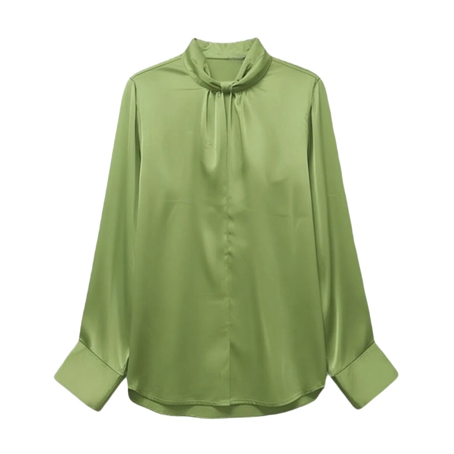Женская блузка с длинным рукавом с бантом Elegant Work Shirt, Satin 06-mint Green — фото 4