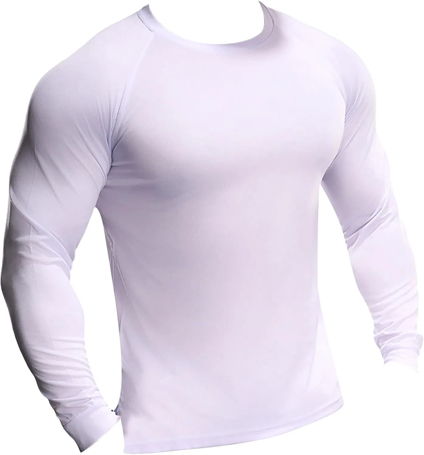 Мужская компрессионная футболка с длинным рукавом для фитнеса, White — фото 4