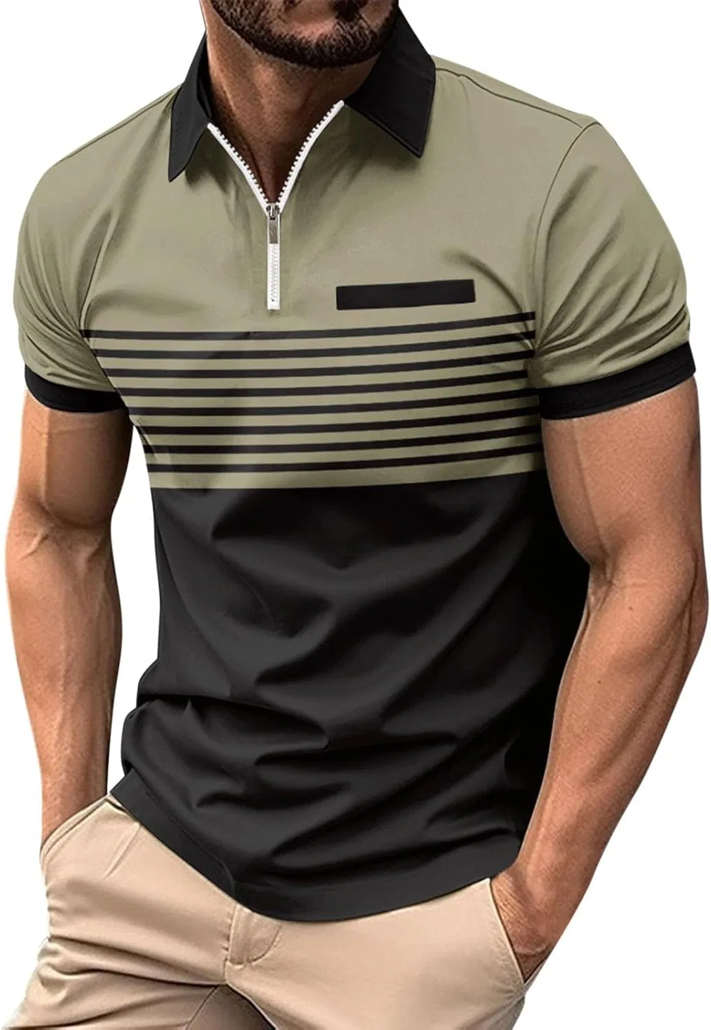 Мужская спортивная футболка поло с карманом, Khaki