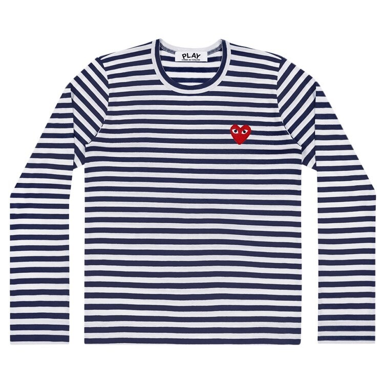 

Рубашка Comme des Garçons PLAY Heart Logo Long-Sleeve Stripe Shirt 'White Navy', белый