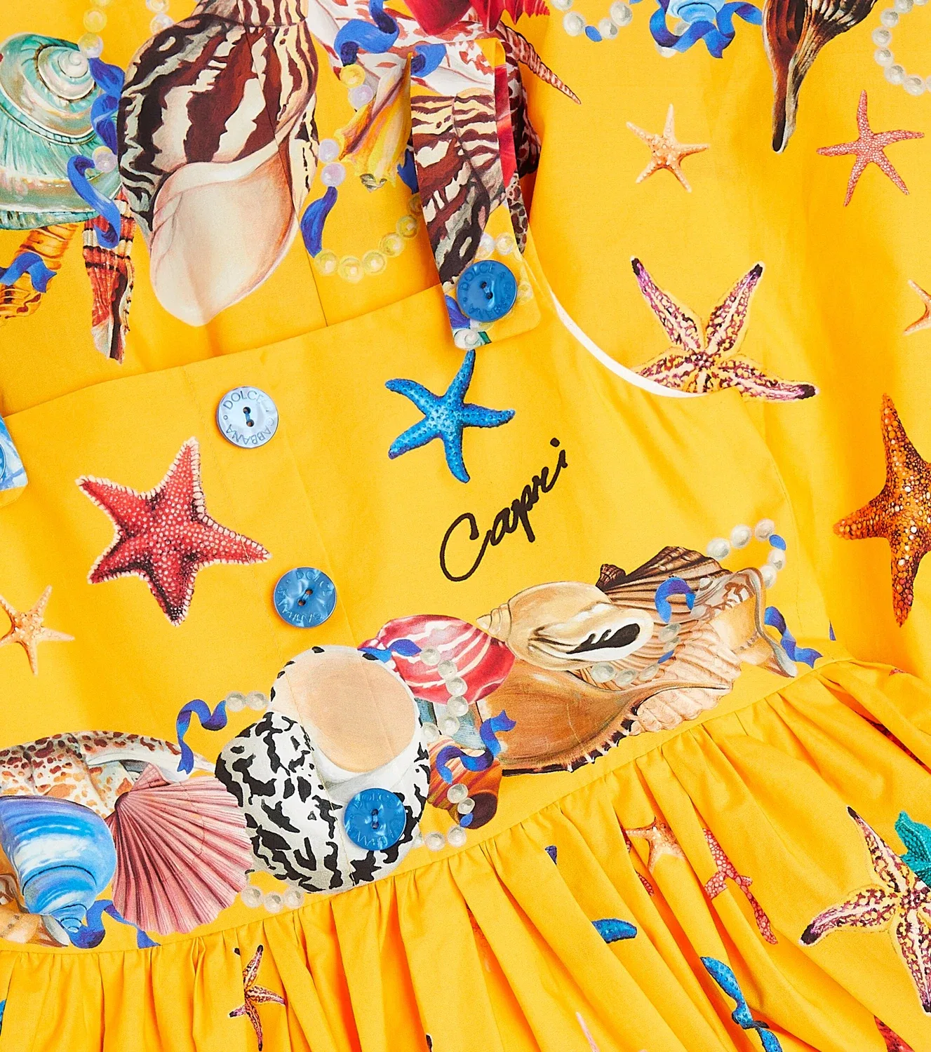 Платье-поплин хлопковое Capri Dolce&Gabbana Kids, желтый — фото 3