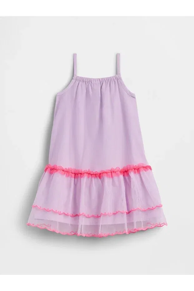 Детское платье для девочек из тюля с принтом Baby girl purple baby layered tulle dress Gap, Purple-000 — фото 3