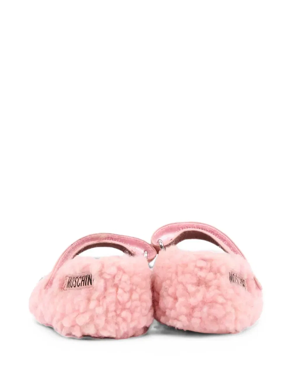 Балетки с сенсорным ремешком с эффектом овчинки Moschino Kids, розовый — фото 3