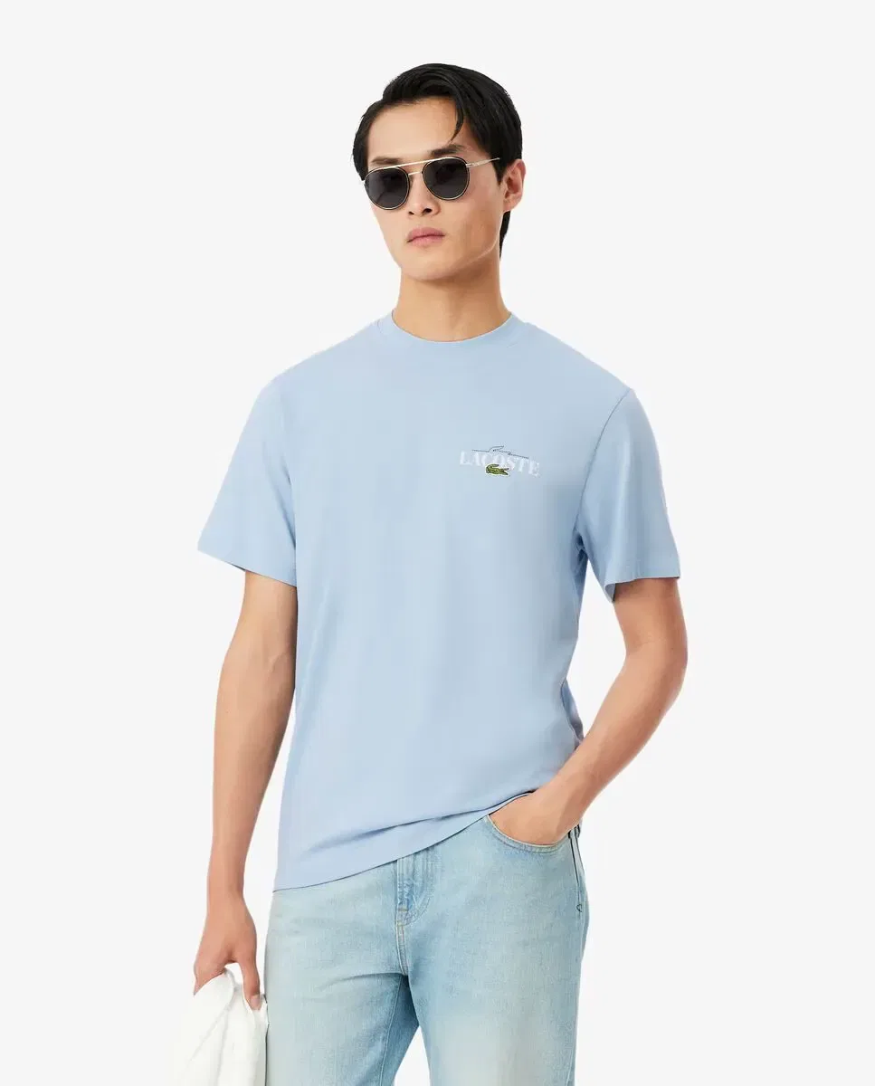 Мужская футболка с коротким рукавом хлопковая Lacoste, Azul Claro