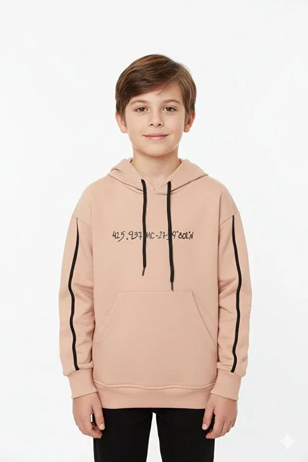 Детское худи для мальчиков с принтом Cansın Mini, Beige