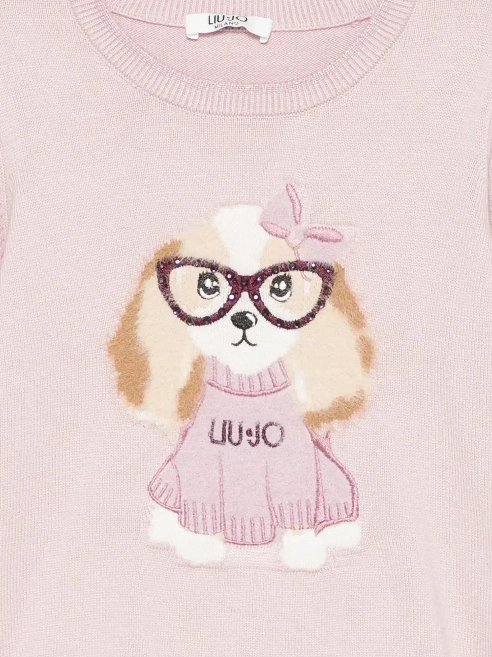 Свитер с интарсией и собачьим мотивом Liu Jo Kids, фиолетовый — фото 3
