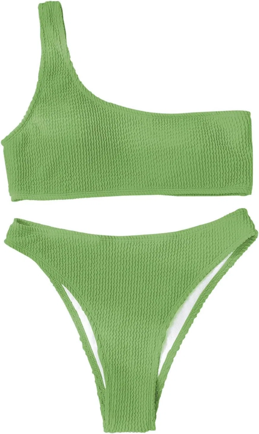 Женский купальный костюм с высокой талией One Shoulder, Army Green