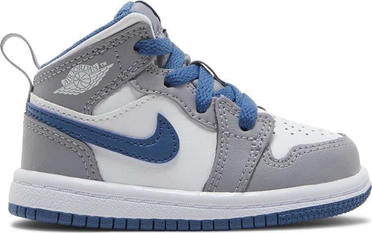

Кроссовки Air Jordan 1 Mid TD Cement True Blue, серый