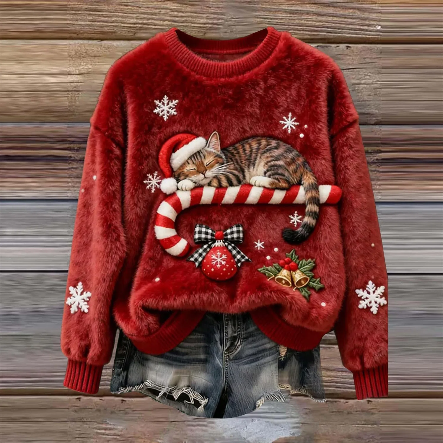 Женский свитшот с принтом Christmas Sweatshirt, Rosso — фото 2