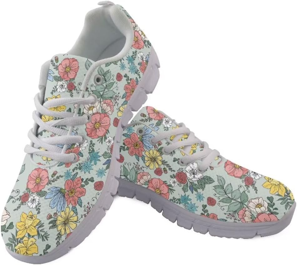 

Женские и девочковые кроссовки Jeiento с цветочным принтом, легкие ходовые и модные спортивные кроссовки, мужские теннисные кроссовки, дышащая сетка, обувь для спорта и тренажерного зала, Wild Floral