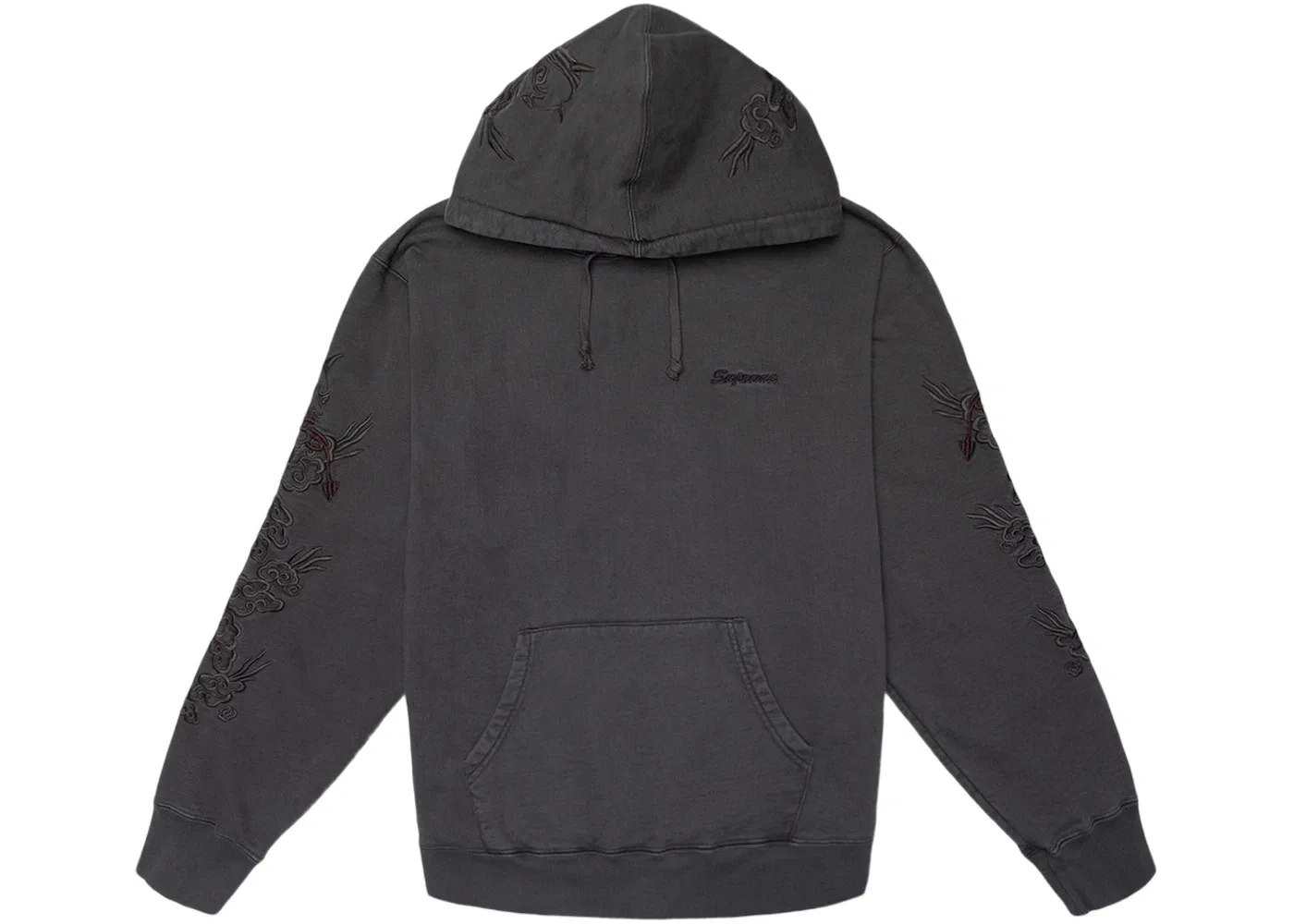 Мужской худи с принтом Supreme Dragon Overdyed Hooded Sweatshirt Supreme, Black — фото 2