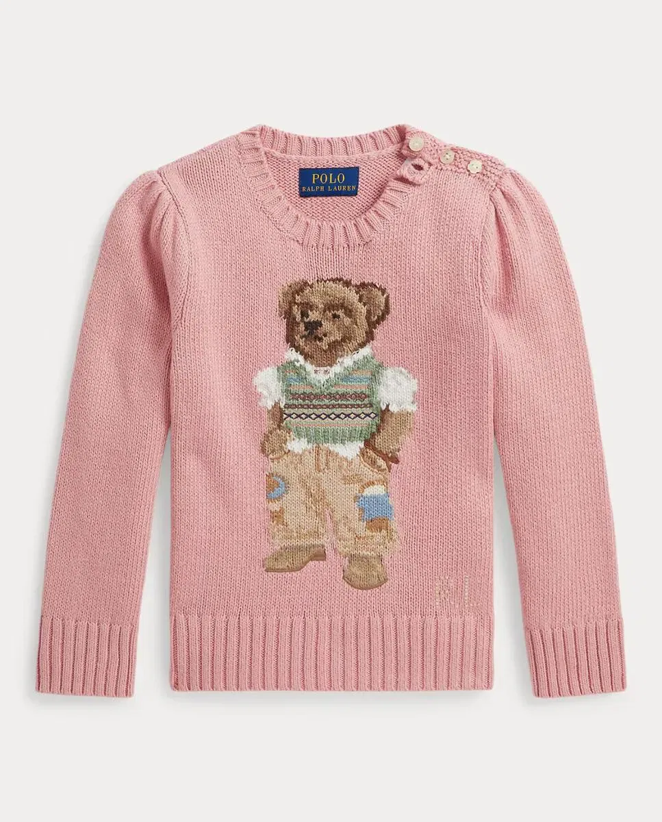 Детский джемпер для девочек хлопковый Polo Bear Polo Ralph Lauren, Rosa — фото 4
