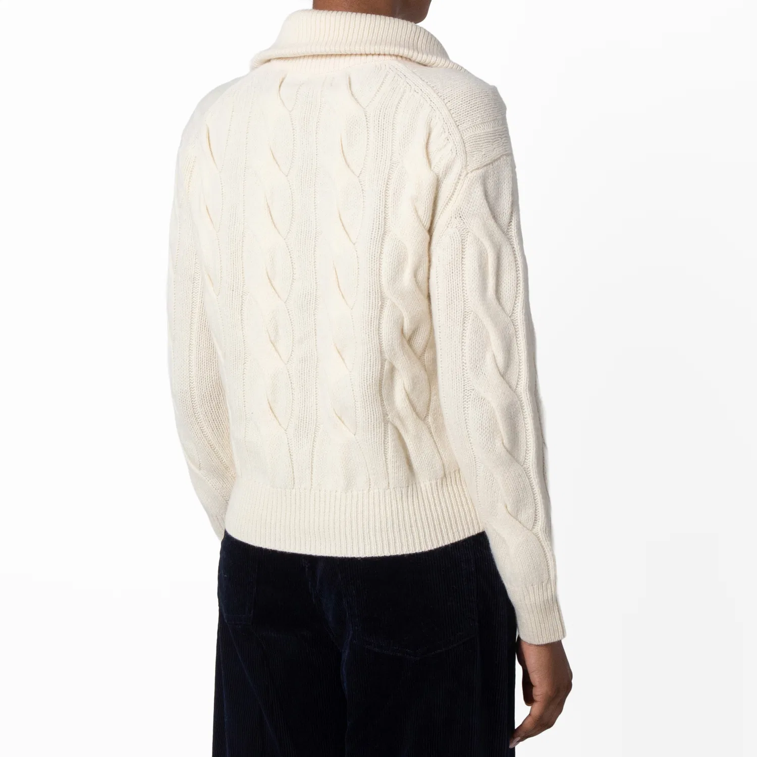 Кардиган с косами из шерсти и кашемира Cable-Knit Wool Cashmere Cardigan Polo Ralph Lauren, White — фото 2