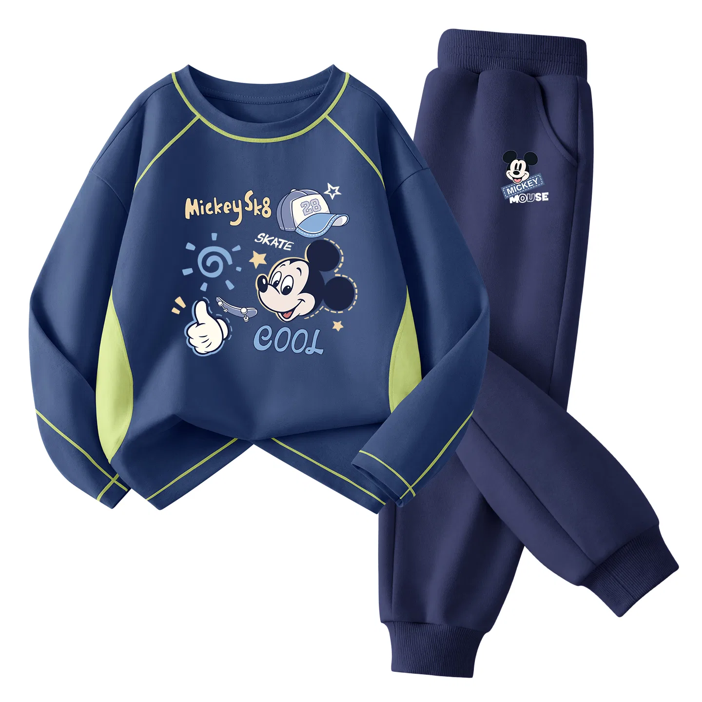 Детский спортивный комплект с круглым вырезом, тонкий, дышащий, Di Party Qi Navy Blue+Di Happy Qi Navy Blue, Disney, Di Party Qi Navy Blue+Di Happy Qi Navy Blue